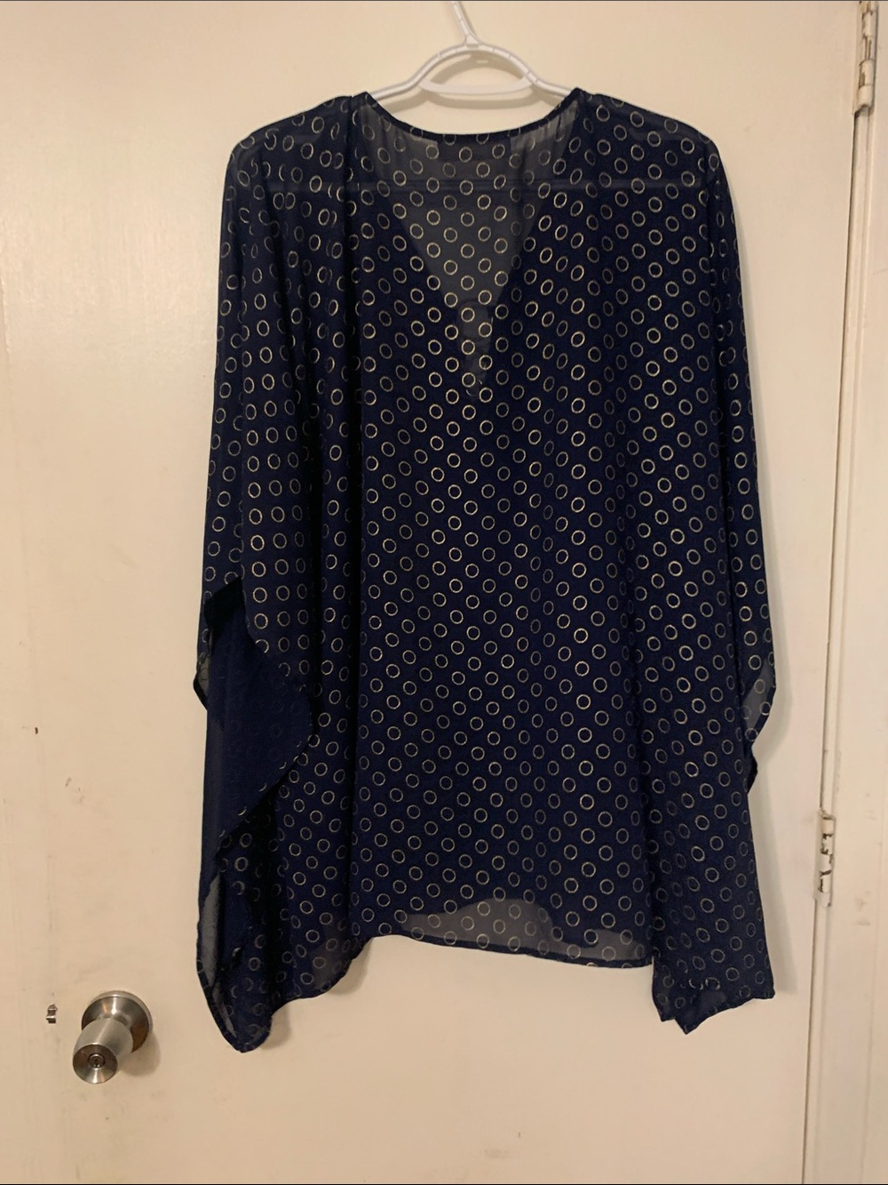 Michael Kors Navy Blue Circle-Print Tunic with Gold Rings - Picture 3 of 4
